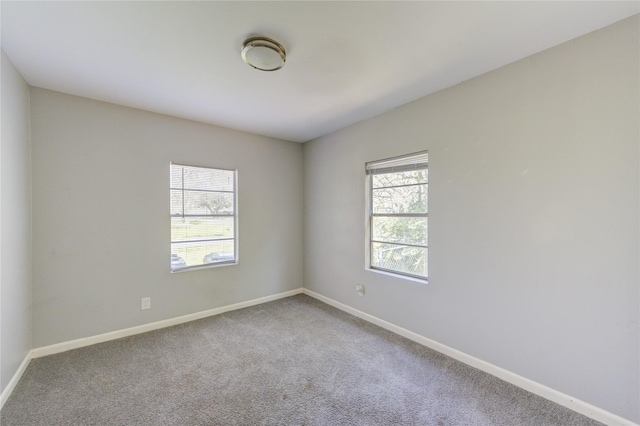 carpeted empty room with plenty of natural light and baseboards