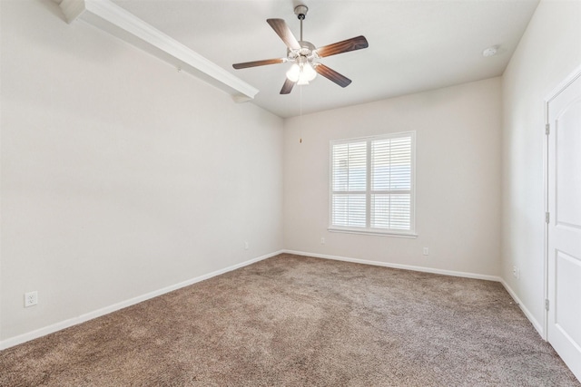 carpeted empty room with ceiling fan