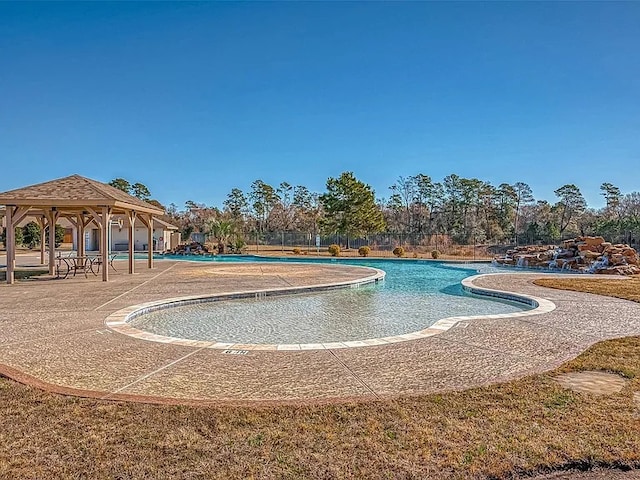 view of pool featuring a gazebo