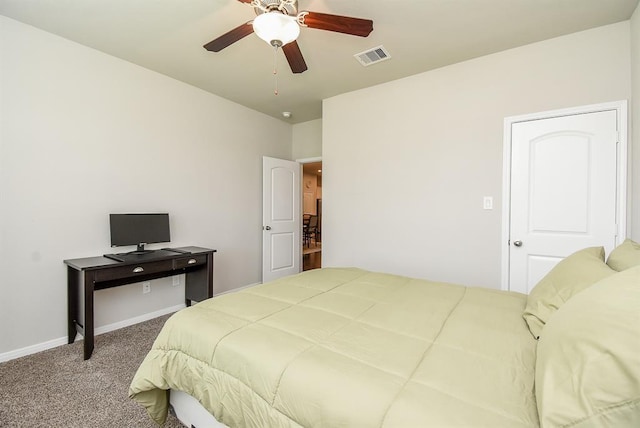 bedroom with carpet floors and ceiling fan