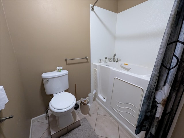 full bath with baseboards, toilet, and tile patterned floors