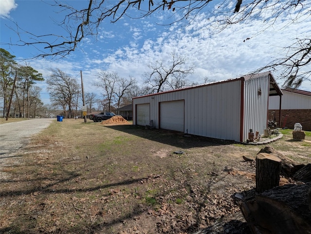 view of detached garage