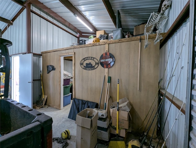 interior space with metal wall