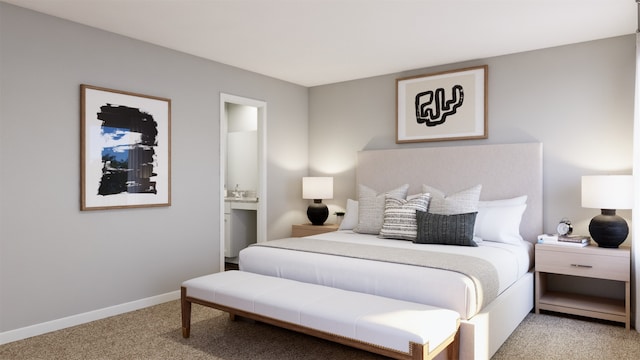 3606 Ohenry Dr, Montgomery, TX 77356 - bedroom with light colored carpet, baseboards, and ensuite bath