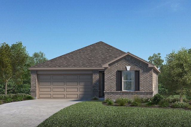 view of front of home featuring a garage and a front yard