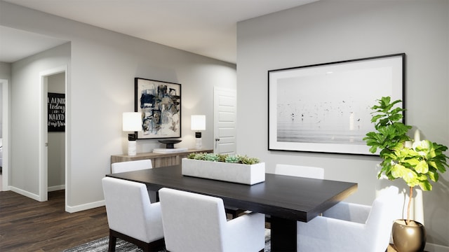 dining room with dark wood-type flooring