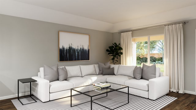 living room featuring dark hardwood / wood-style floors