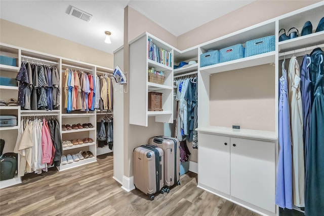 walk in closet featuring wood-type flooring