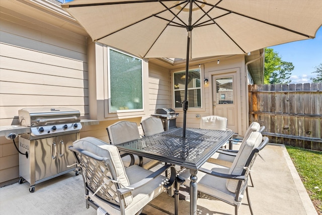 view of patio / terrace featuring a grill