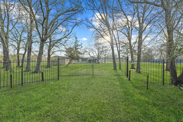 view of yard featuring a gate and fence