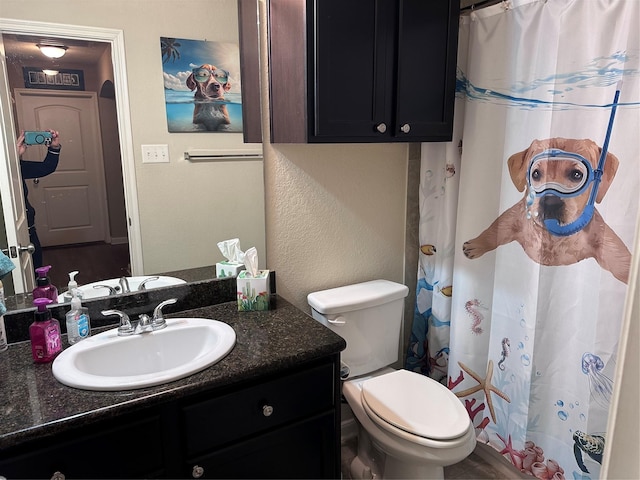 bathroom featuring vanity and toilet