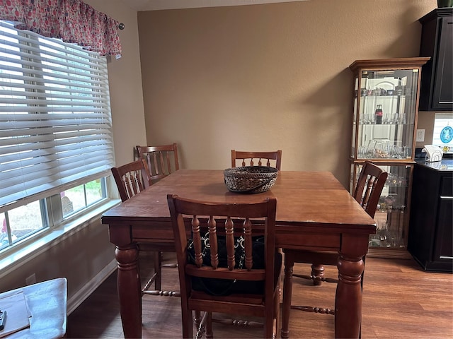 dining room with wood-type flooring