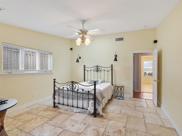 bedroom featuring ceiling fan