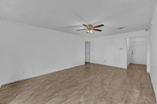 spare room featuring ceiling fan