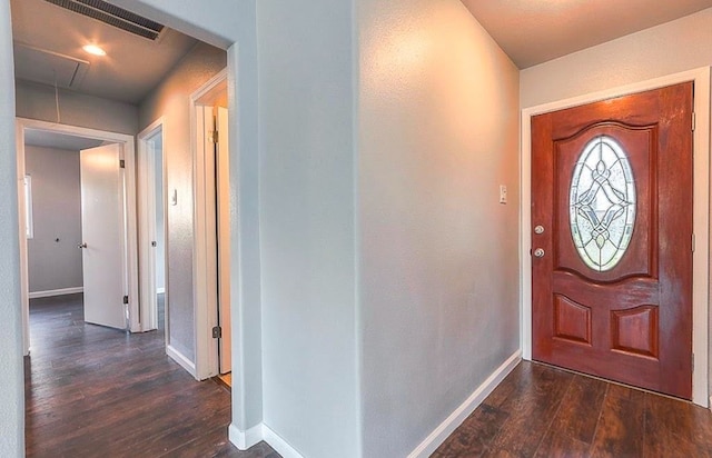 foyer featuring dark wood-type flooring