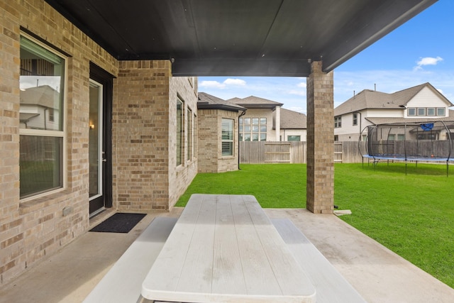 view of patio with a trampoline