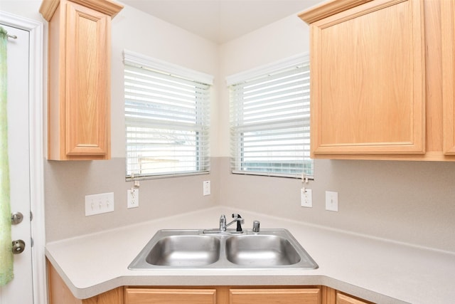 kitchen featuring sink and light brown cabinets