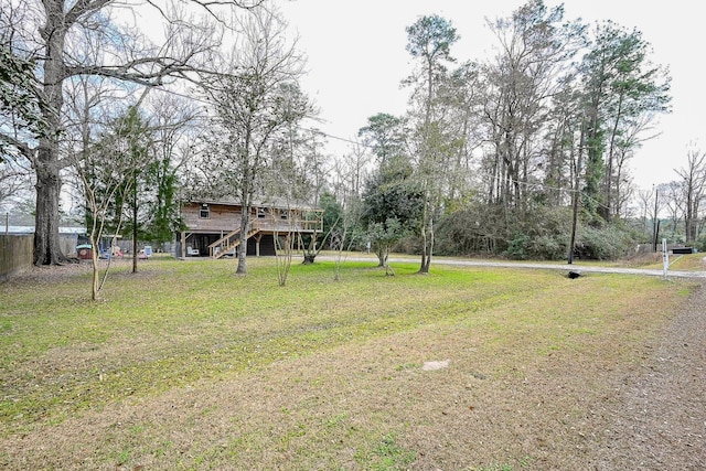 view of yard featuring a deck