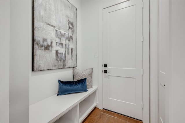 mudroom with hardwood / wood-style floors