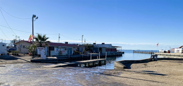 dock area featuring a water view