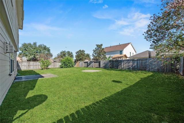 view of yard featuring a fenced backyard