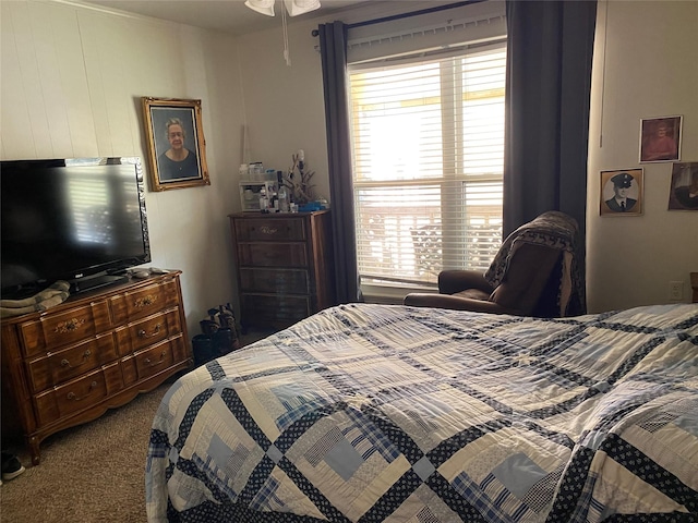 bedroom with multiple windows and carpet floors