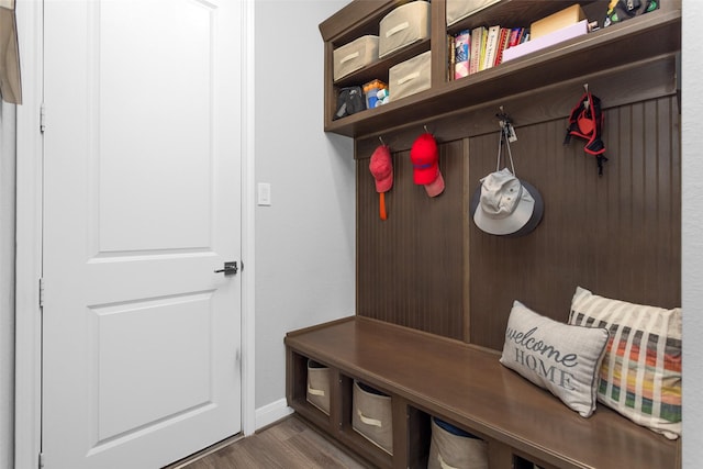 mudroom featuring dark hardwood / wood-style flooring