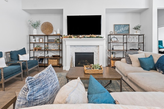 living room with wood-type flooring