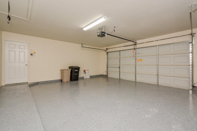 garage with a garage door opener