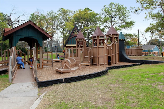 view of playground featuring a yard