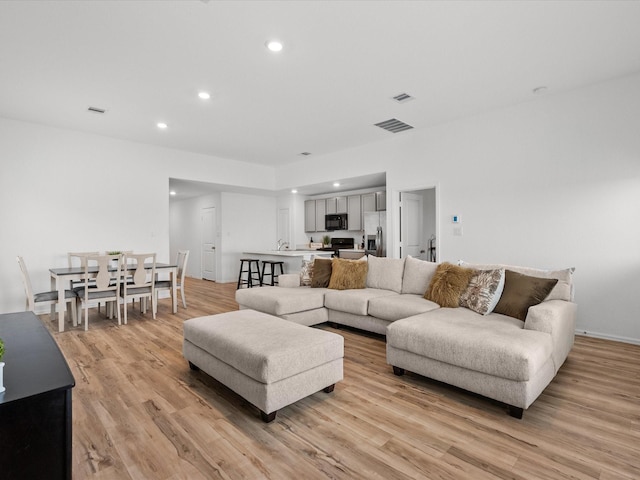 living room featuring light hardwood / wood-style floors