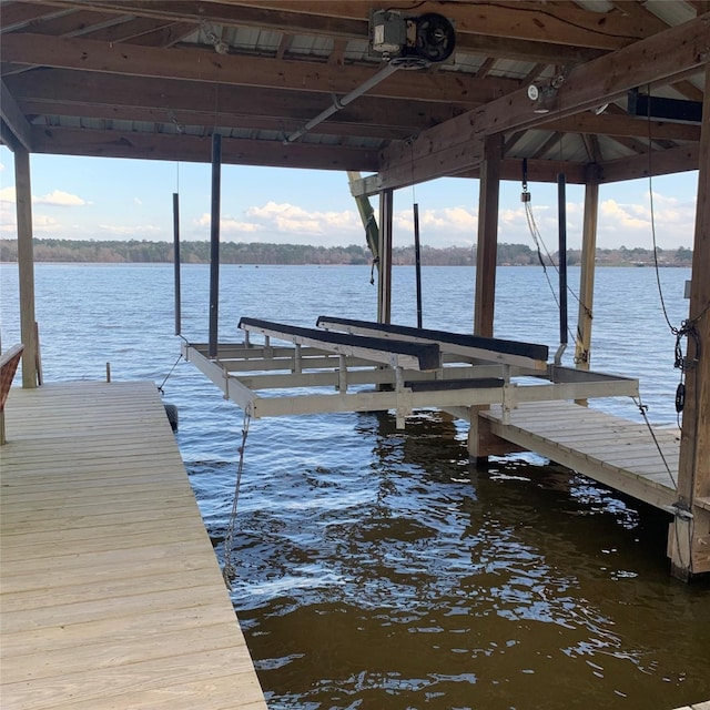 view of dock featuring a water view