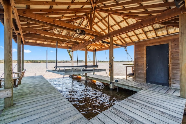 dock area featuring a water view