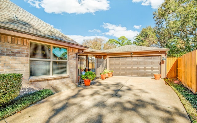 exterior space with a garage