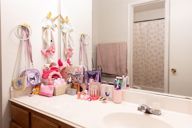 10722 Trail Ridge Dr, Houston, TX 77064 - full bathroom featuring vanity and a shower with shower curtain