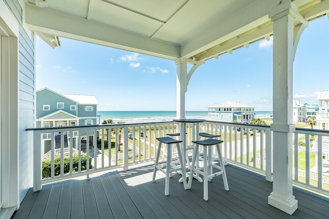 deck with a water view