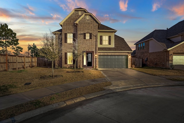 view of front of home with a garage