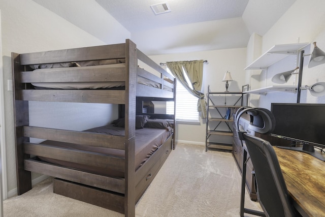 bedroom featuring carpet flooring, visible vents, and baseboards