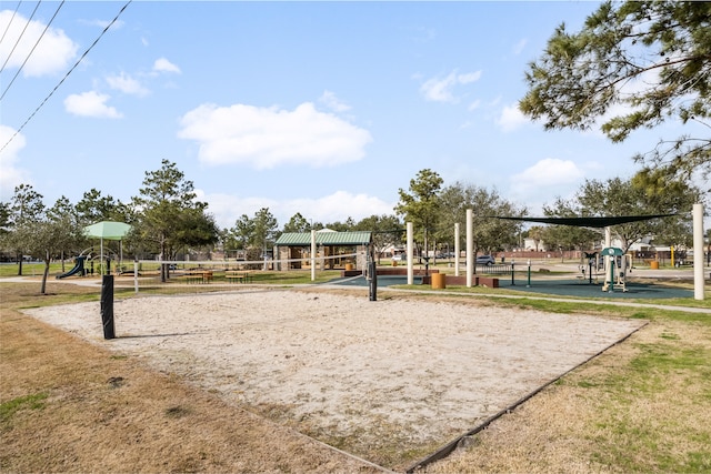 view of community featuring playground community