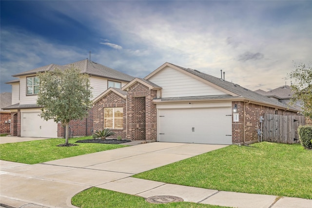 view of front facade featuring a garage, concrete driveway, and brick siding