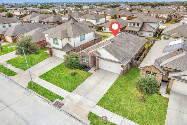 aerial view with a residential view