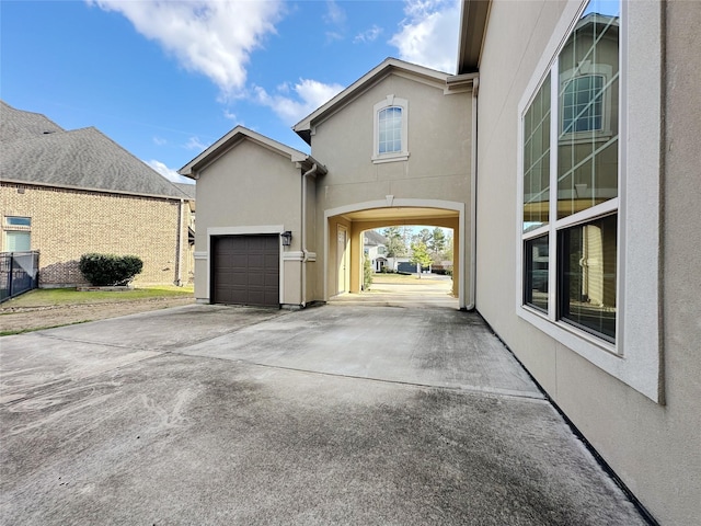 view of home's exterior with a garage