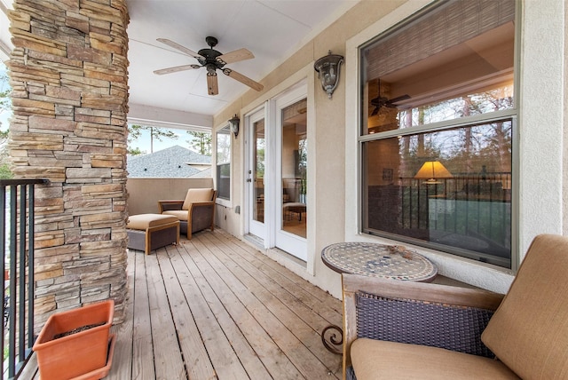 deck featuring ceiling fan