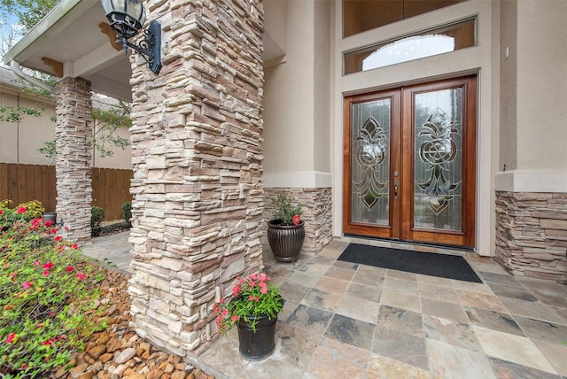 property entrance with french doors