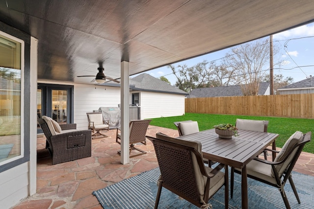 view of patio / terrace with ceiling fan