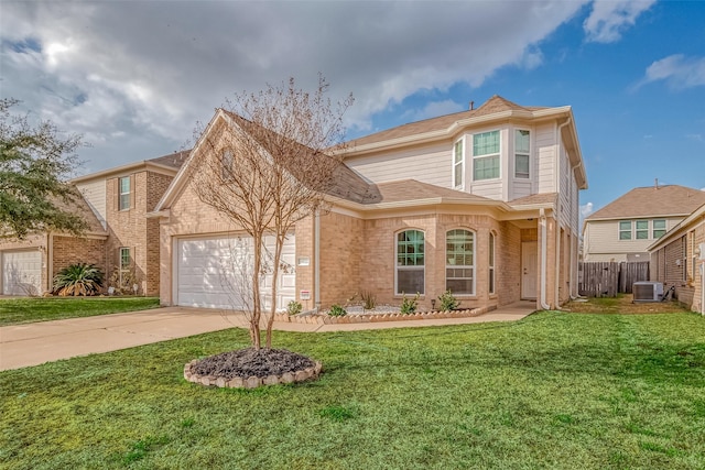 front of property with central AC and a front yard