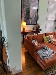 living room featuring dark hardwood / wood-style floors