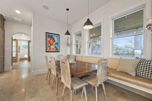 view of tiled dining space