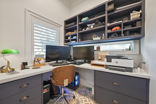 office featuring built in desk