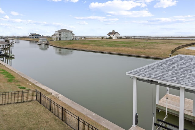 view of water feature featuring a dock